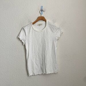Madewell White comfy baby tee lettuce hem Size S